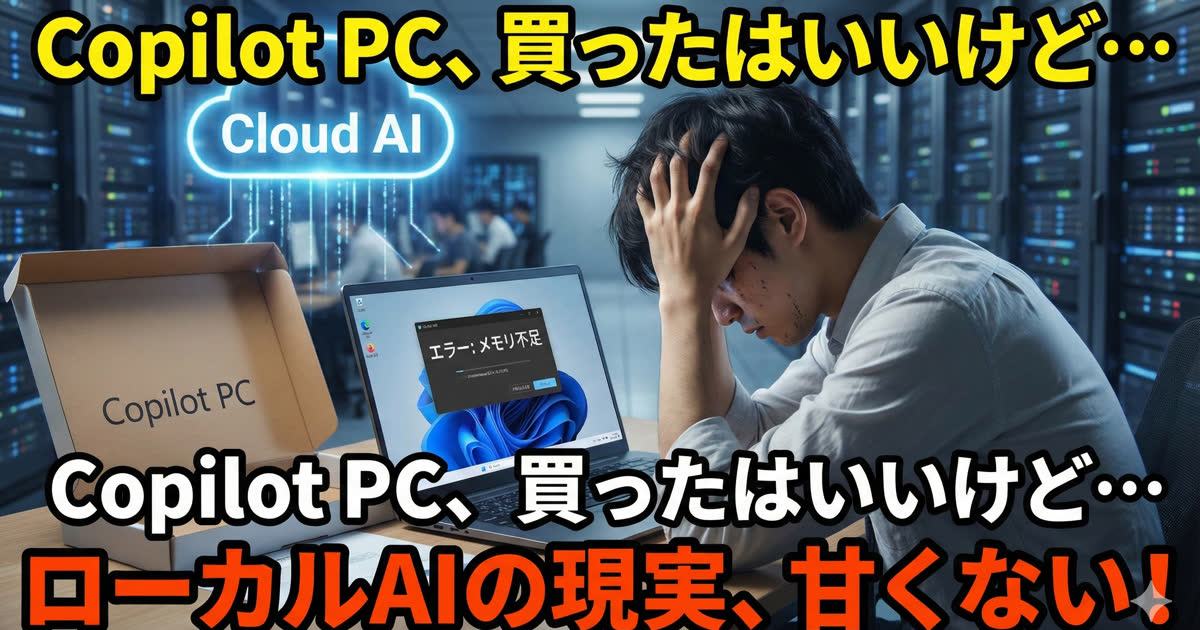 Copilot+ PCは時期尚早？AIコンサルタントが本音で語るローカルAIの限界とクラウドAIの圧倒的優位性